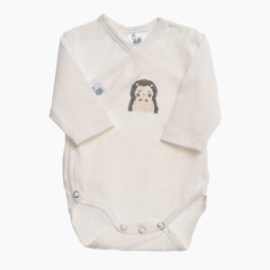 Smetana otroški bodi na preklop za dojenčka z ježkom