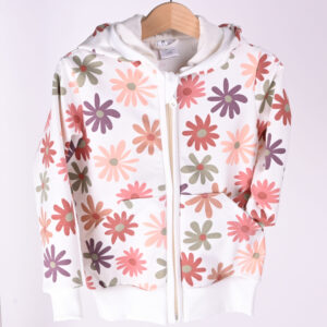 Smetana otroška jopica za punčko s tiskom različnih cvetov