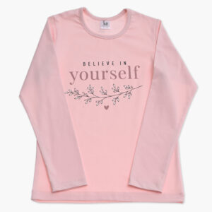Roza majica z napisom Belive in yourself za deklice