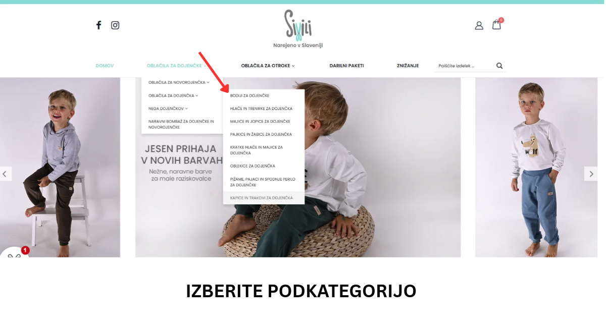 Sivili – vodič po nakupu 02 – Izberite podkategorijo.